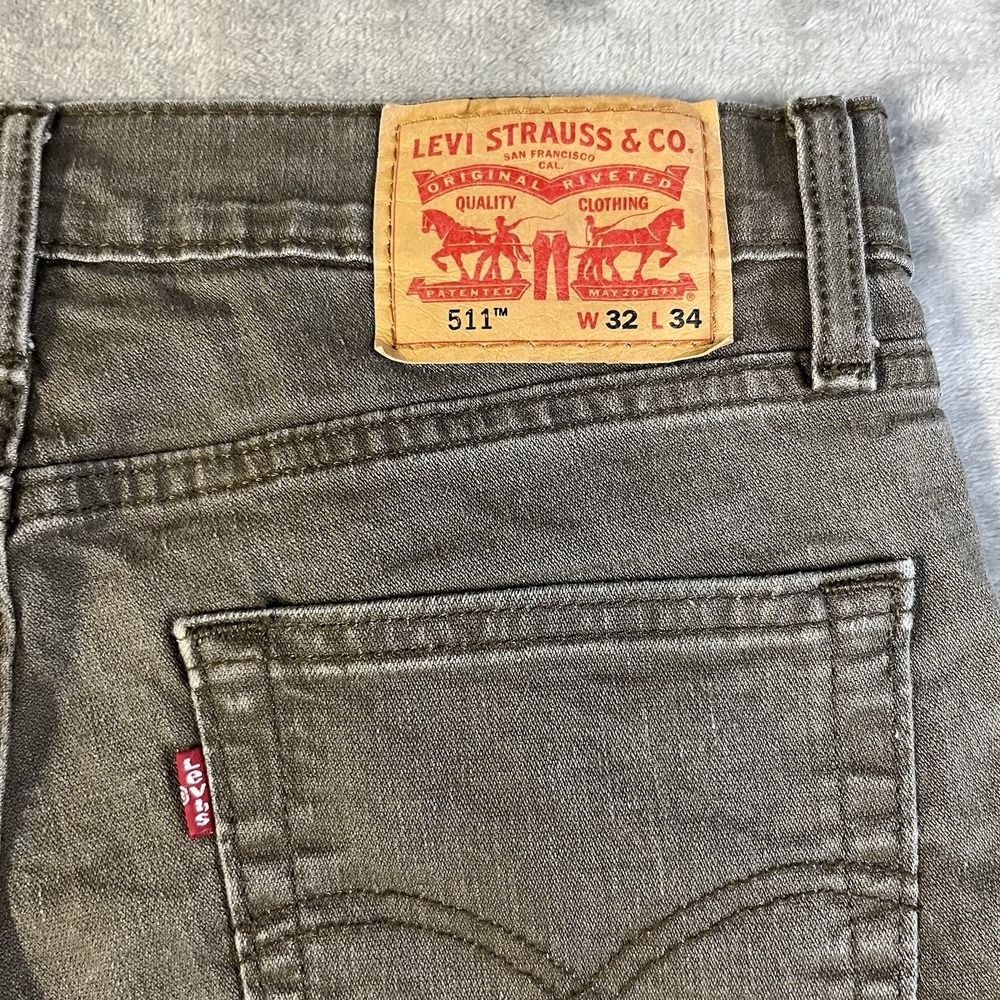 Levis 511 Jeans Mens 32x34* (Meas. 32x33) New Olive Khaki Brown Slim Throughout - Picture 7 of 7